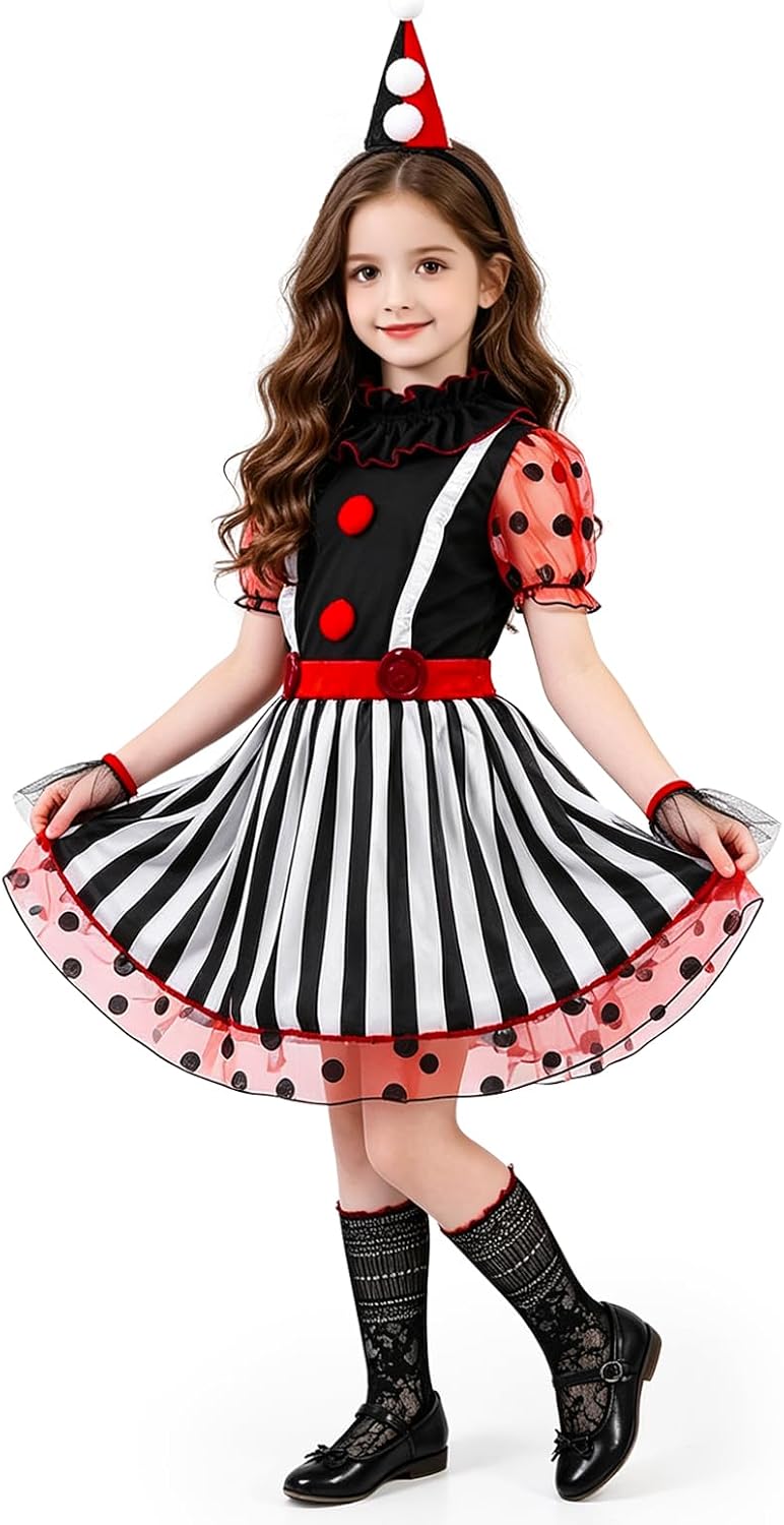 Spooky Girl's Clown Costume Collection