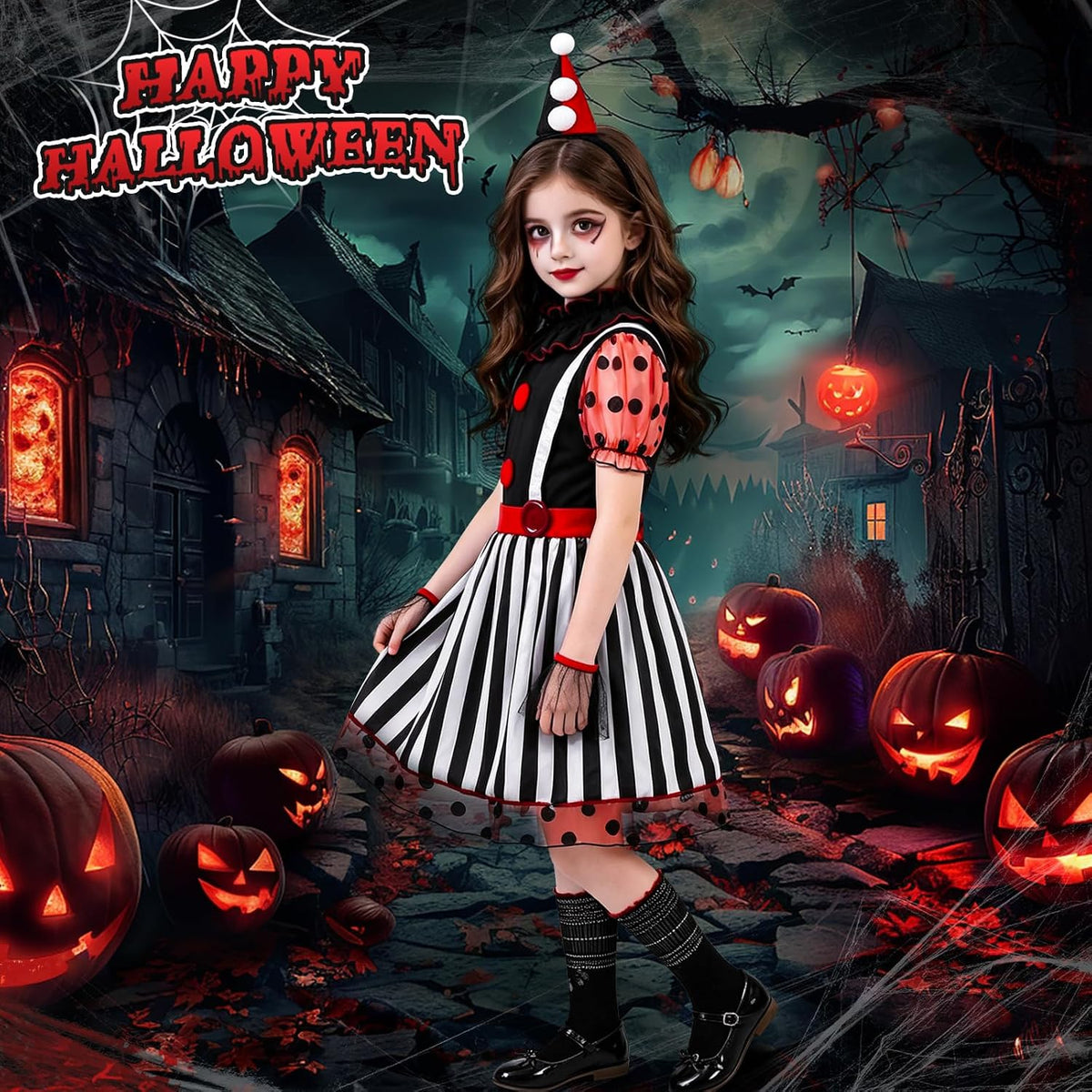 Spooky Girl's Clown Costume Collection