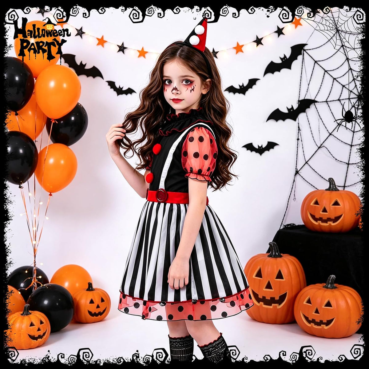 Spooky Girl's Clown Costume Collection